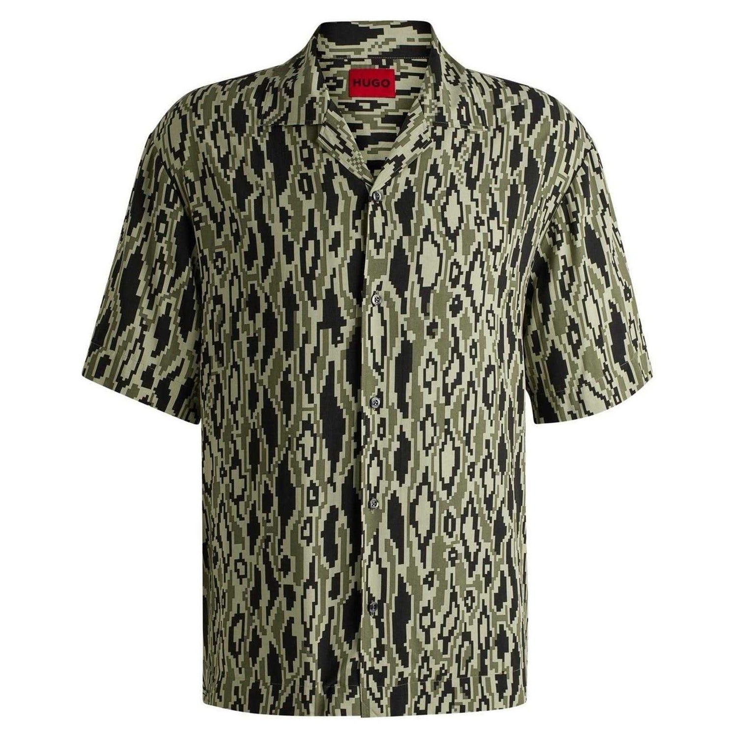 Green - Front - Hugo Mens Abstract Regular Short-Sleeved Shirt