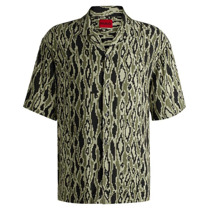 Green - Front - Hugo Mens Abstract Regular Short-Sleeved Shirt