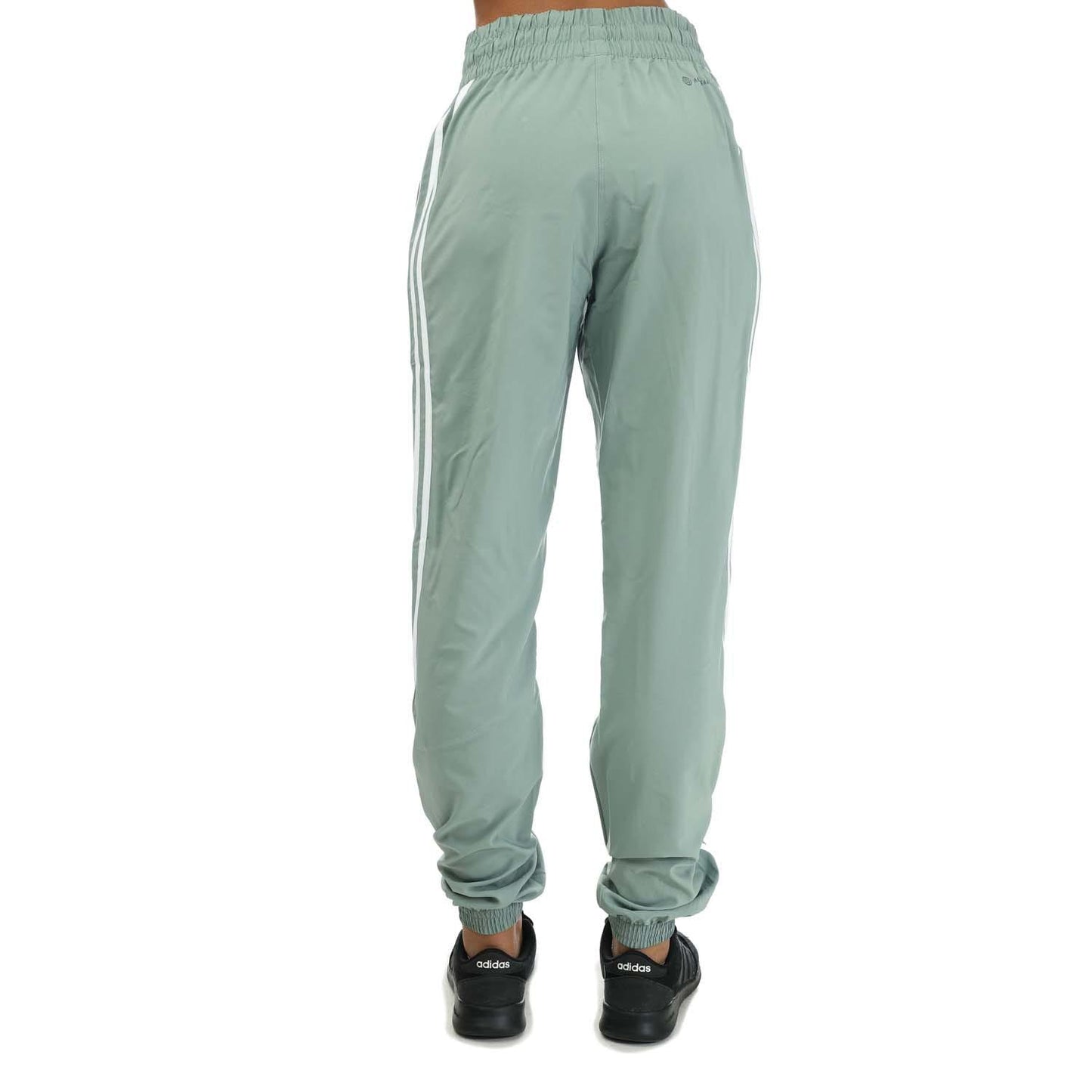 Green - Back - Adidas Womens-Ladies Train Icons Woven Jogging Bottoms
