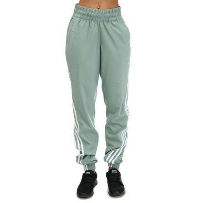 Green - Front - Adidas Womens-Ladies Train Icons Woven Jogging Bottoms