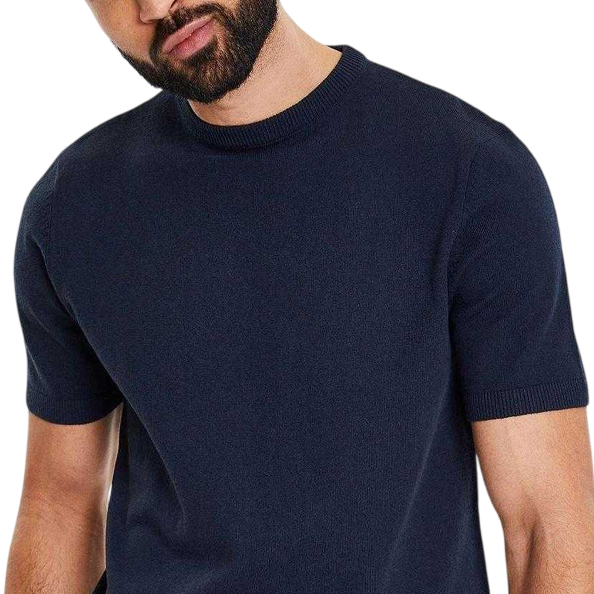 Navy - Side - Threadbare Mens Crew Neck Regular T-Shirt