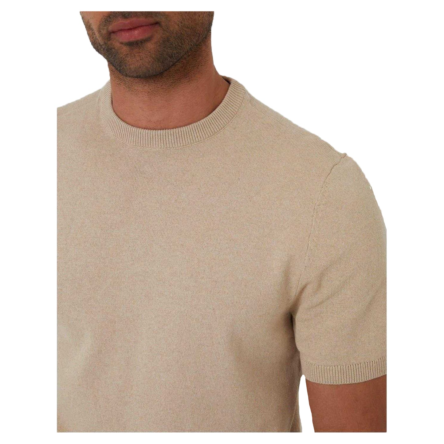 Beige - Side - Threadbare Mens Crew Neck Regular T-Shirt