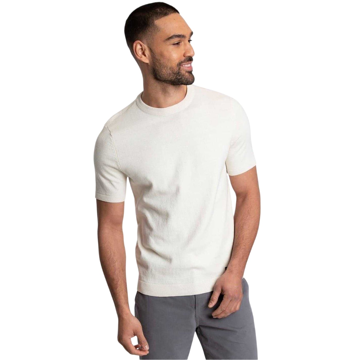 Ecru - Front - Threadbare Mens Crew Neck Regular T-Shirt