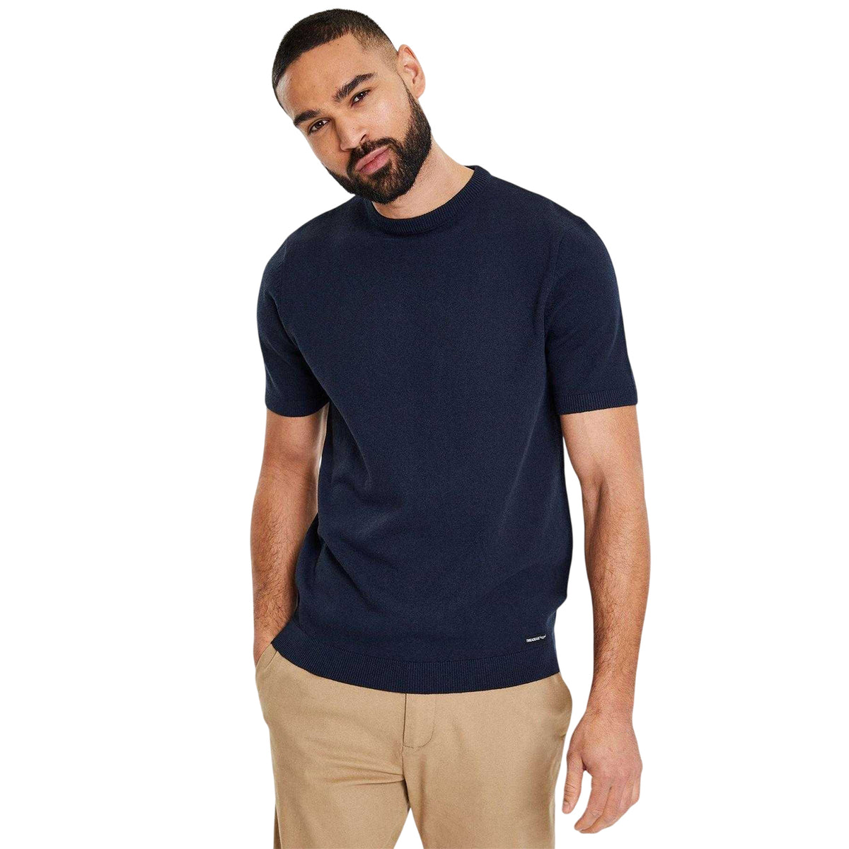 Navy - Front - Threadbare Mens Crew Neck Regular T-Shirt