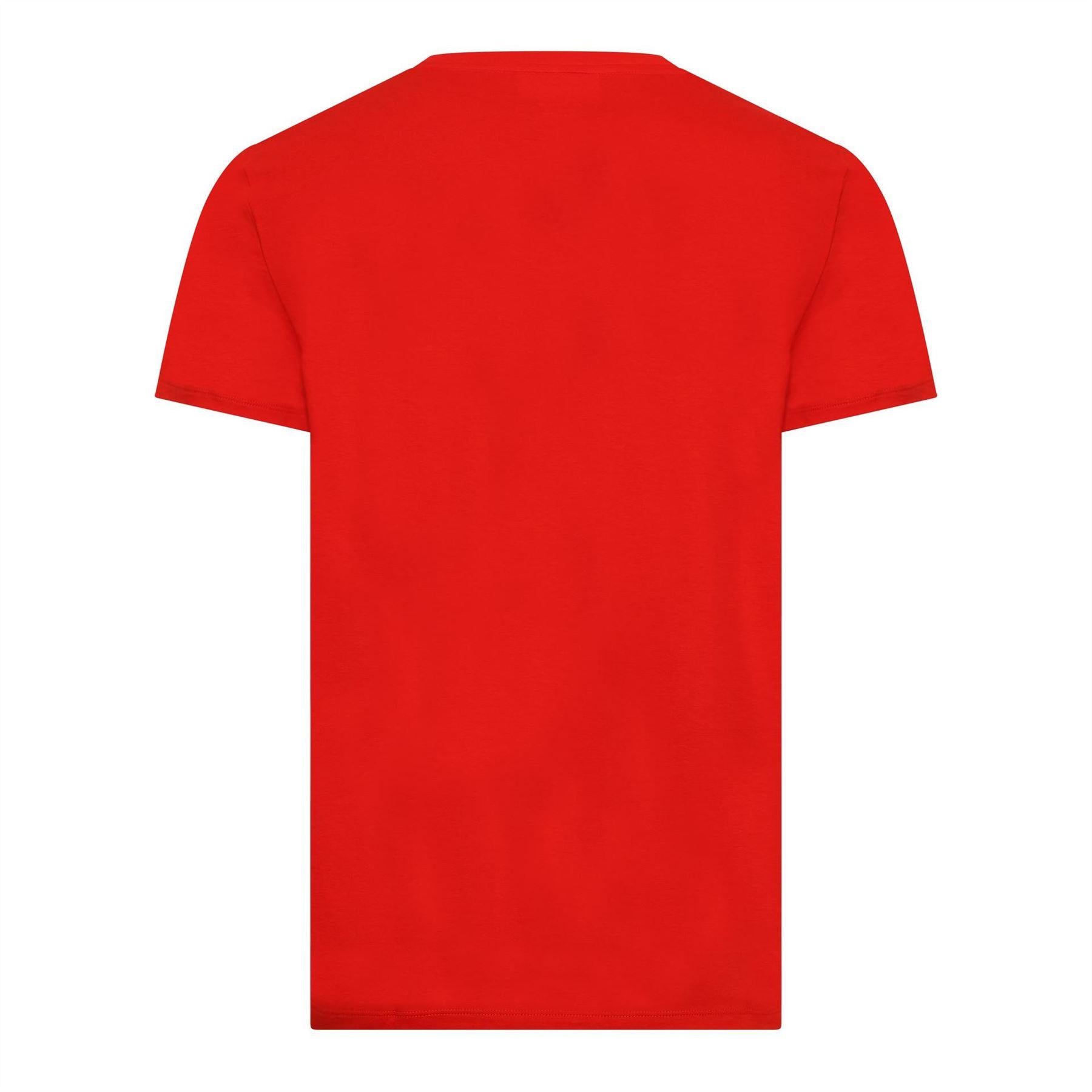 Red - Back - Lacoste Mens Pima Logo Lightweight V Neck T-Shirt