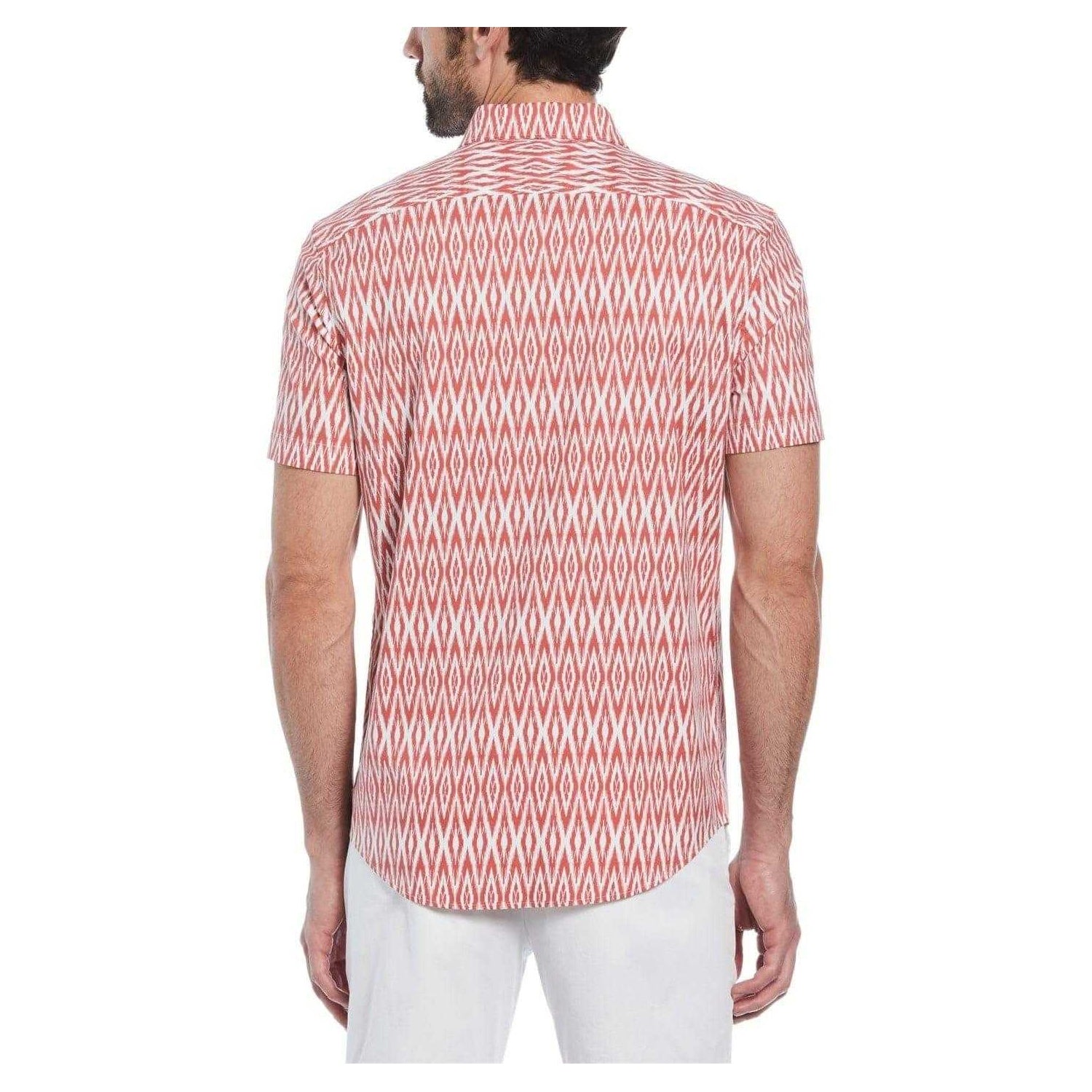 Mineral Red - Back - Original Penguin Mens Ikat Regular Short-Sleeved Shirt