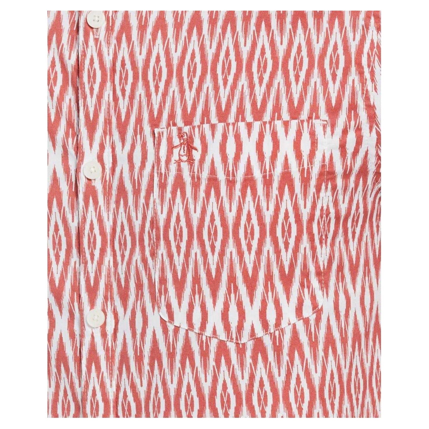 Mineral Red - Side - Original Penguin Mens Ikat Regular Short-Sleeved Shirt