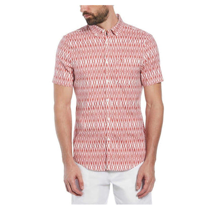 Mineral Red - Front - Original Penguin Mens Ikat Regular Short-Sleeved Shirt