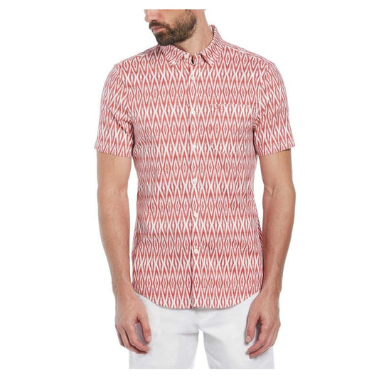 Mineral Red - Front - Original Penguin Mens Ikat Regular Short-Sleeved Shirt