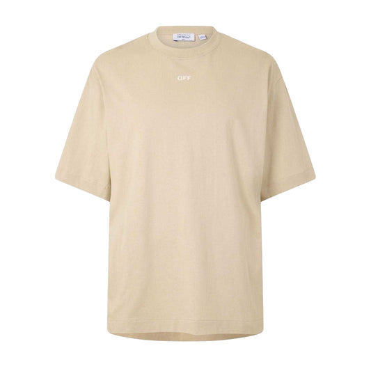 Brown-White - Front - Off White Mens Arrow Skate Lettering Crew Neck T-Shirt