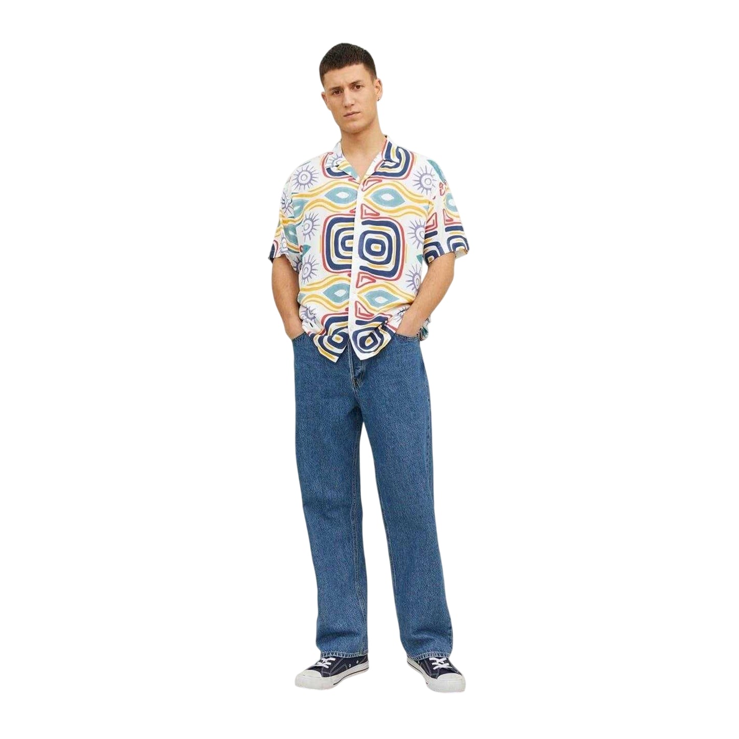 Cloud Dancer Print - Front - Jack And Jones Mens Mosaic Regular Shirt