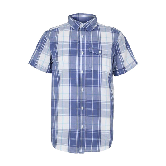 White-Blue - Front - Bench Mens Plaid Short-Sleeved Shirt