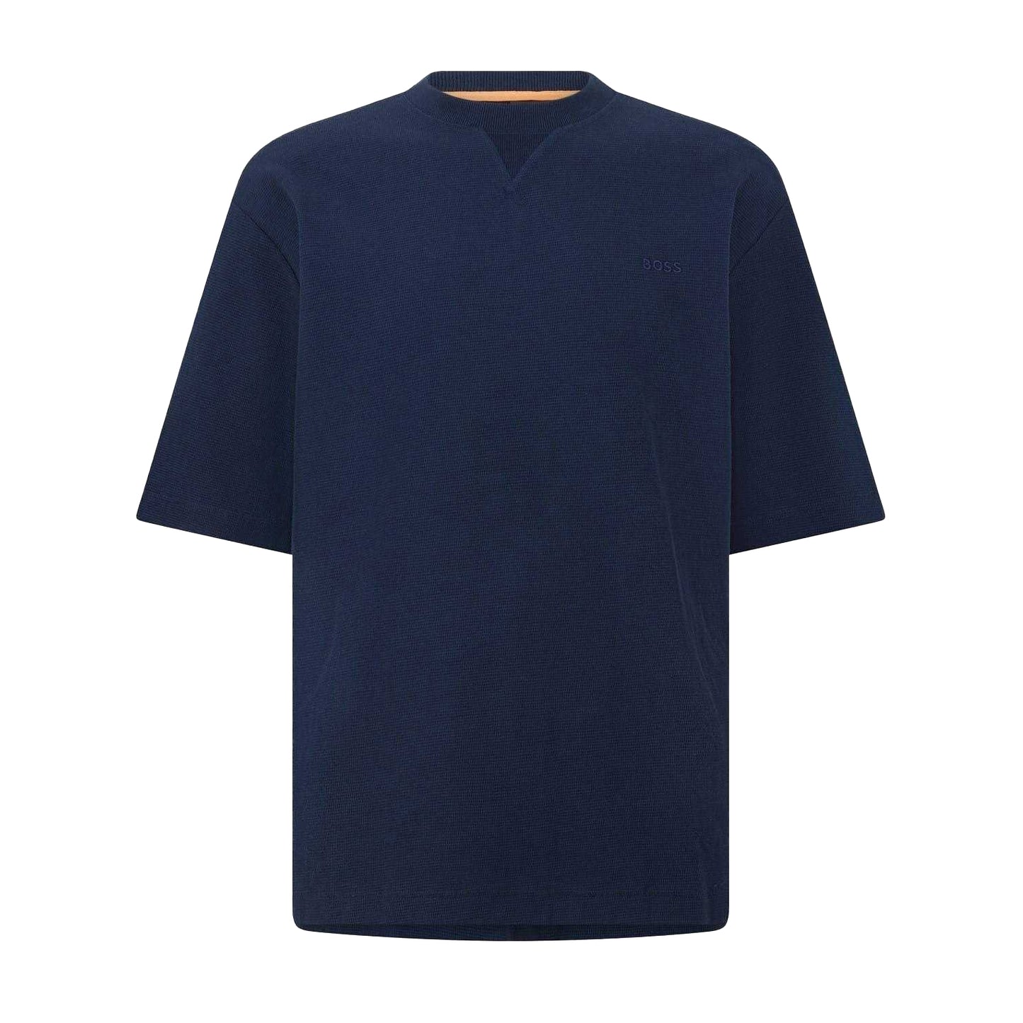 Dark Blue - Front - Boss Mens Waffle Crew Neck Regular T-Shirt