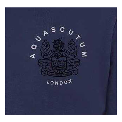 Navy - Back - Aquascutum Unisex Adult Ribbed Collar Regular Long-Sleeved Sweatshirt