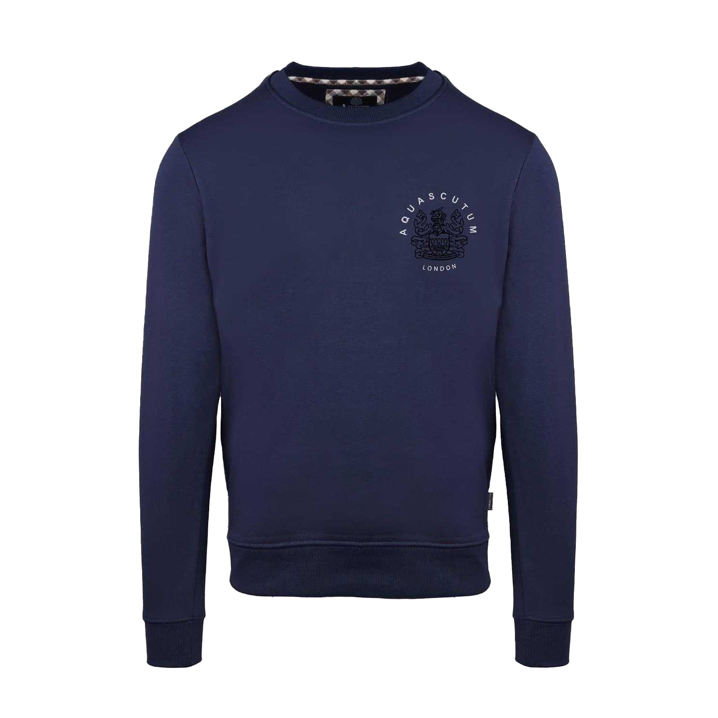 Navy - Front - Aquascutum Unisex Adult Ribbed Collar Regular Long-Sleeved Sweatshirt