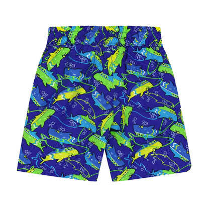 Blue - Back - Zoggs Boys Shark Swim Shorts