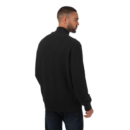 Charcoal - Back - Gant Mens Textured Cotton Zipped Cardigan