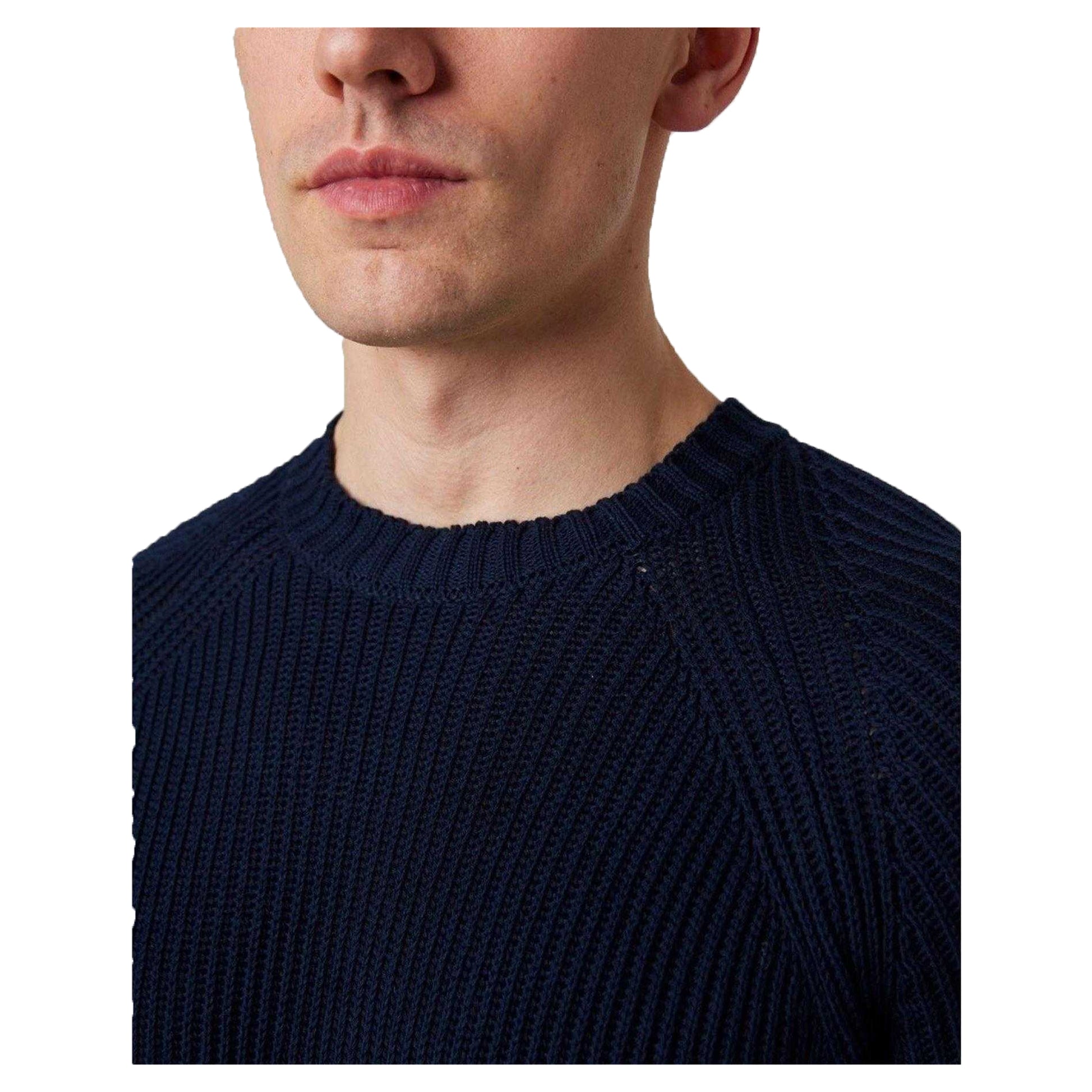 Navy - Side - Peregrine Mens Harry Ribbed Raglan Jumper