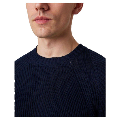 Navy - Side - Peregrine Mens Harry Ribbed Raglan Jumper