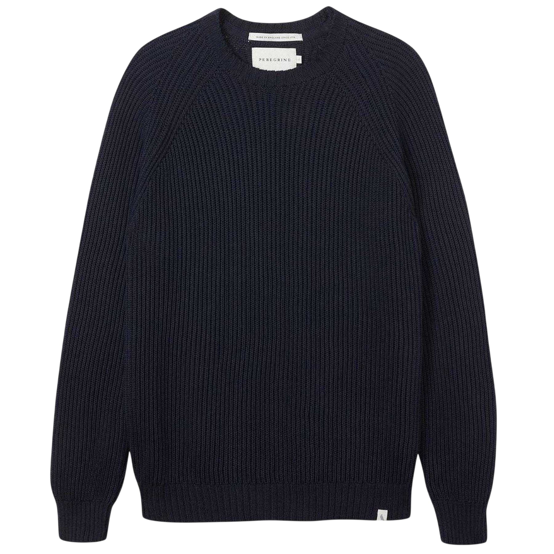 Navy - Front - Peregrine Mens Harry Ribbed Raglan Jumper