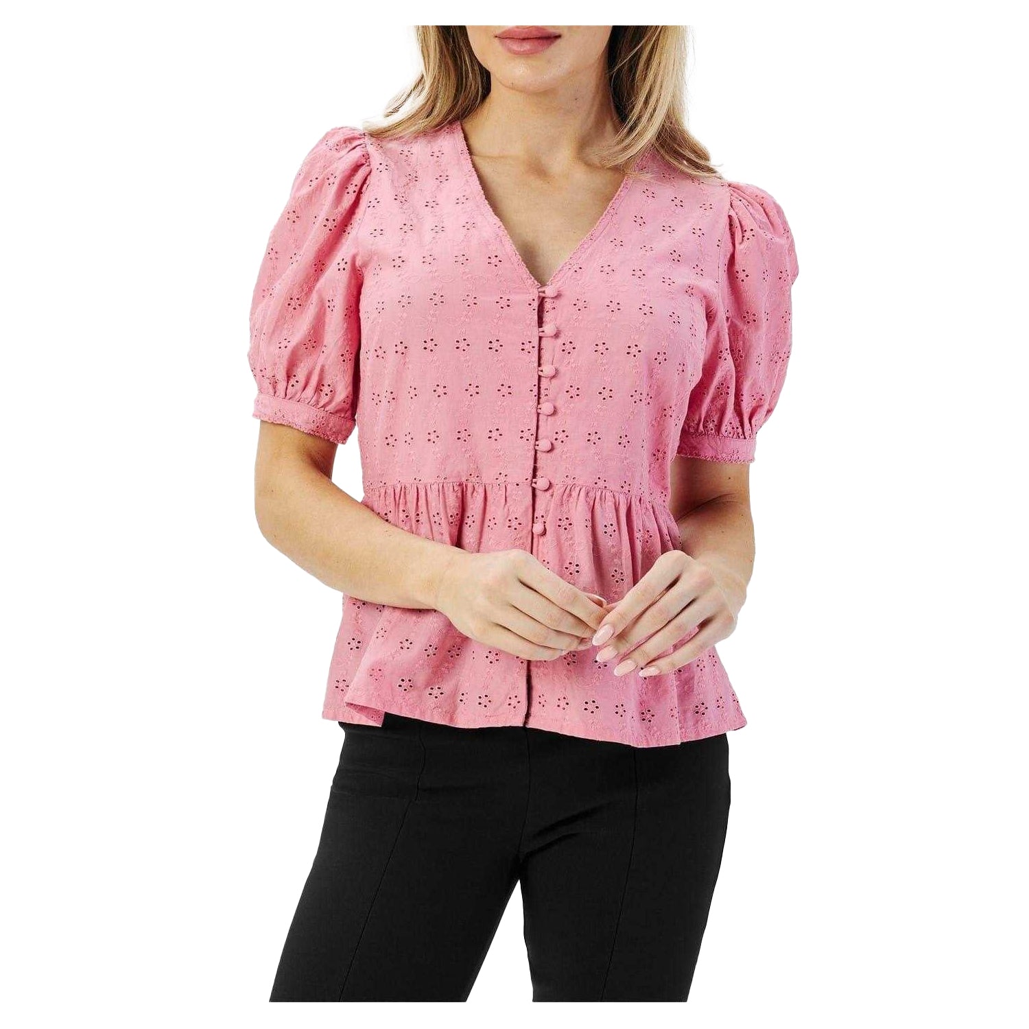 Pink - Side - Nobody´s Child Womens-Ladies Ria Puff Sleeve Blouse