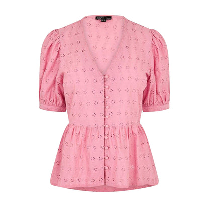 Pink - Front - Nobody´s Child Womens-Ladies Ria Puff Sleeve Blouse