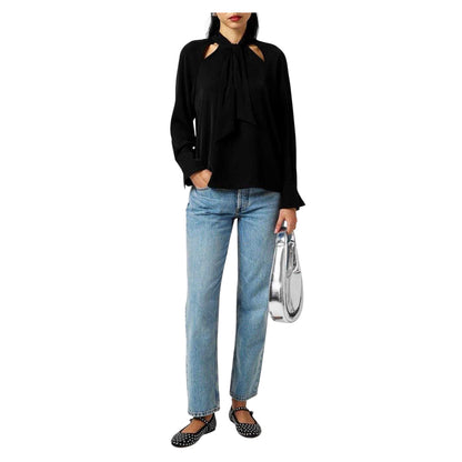 Blackout - Side - French Connection Womens-Ladies Carmen Tie Neck Long-Sleeved Blouse