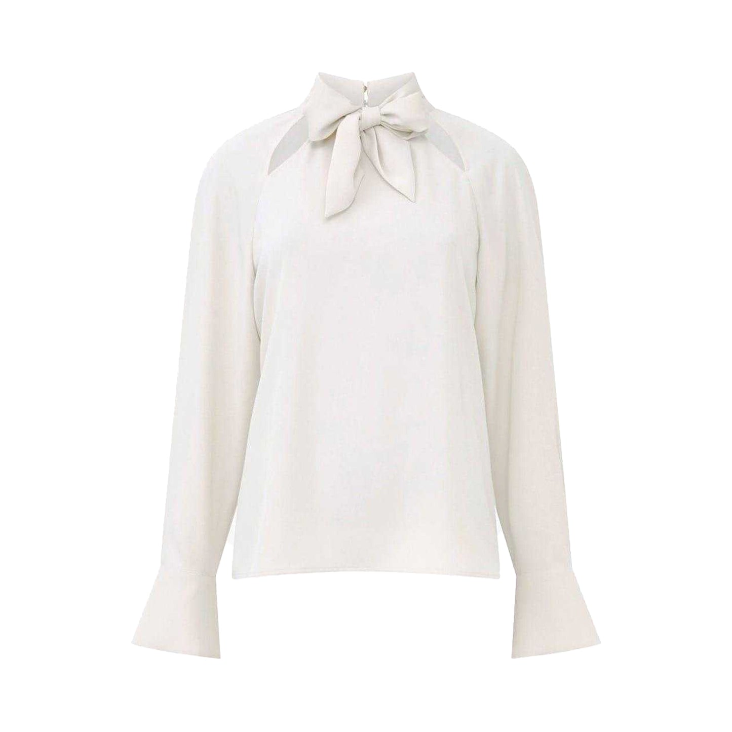 Cream - Front - French Connection Womens-Ladies Carmen Tie Neck Long-Sleeved Blouse