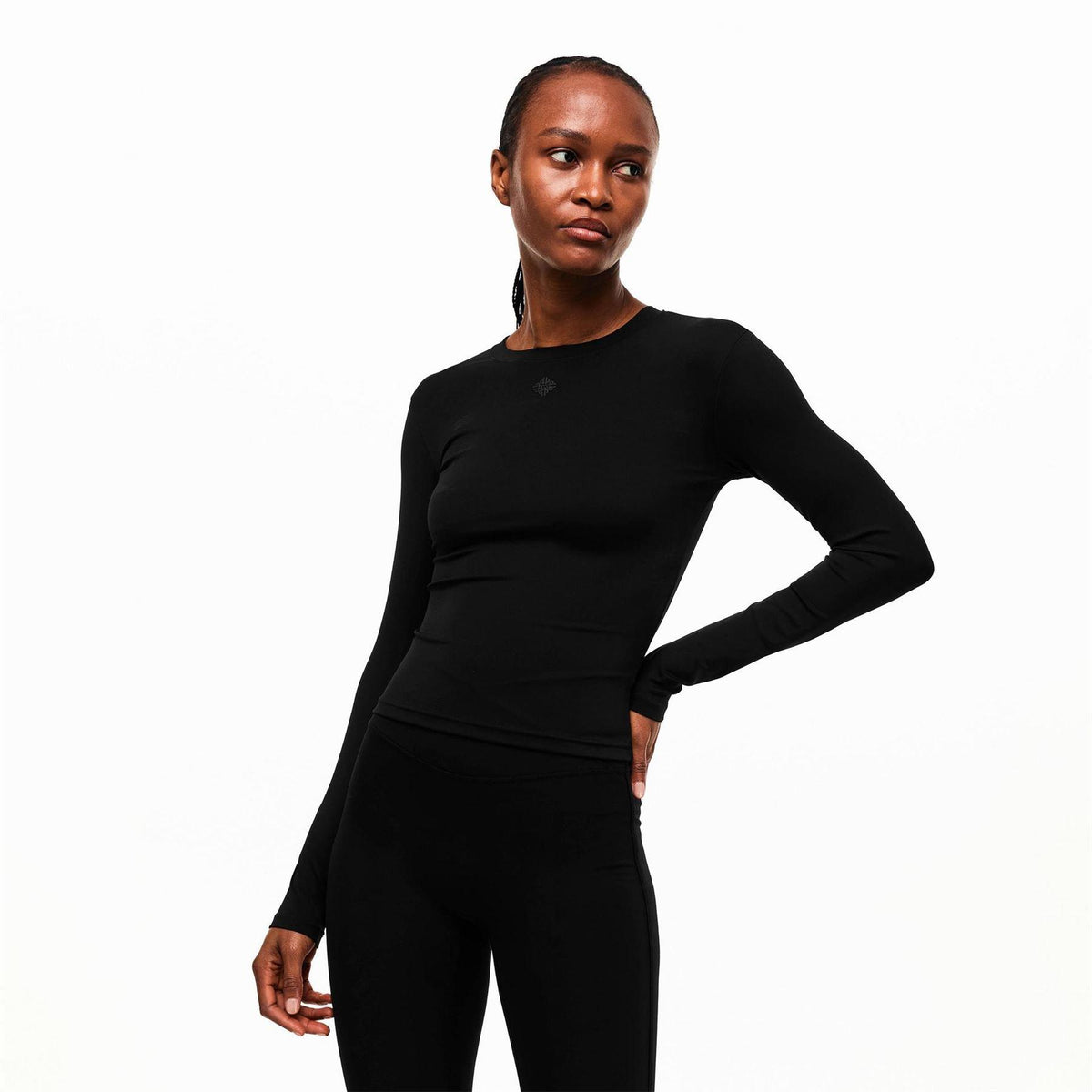 Black - Back - Couture Club Womens-Ladies Sculpting Long-Sleeved T-Shirt