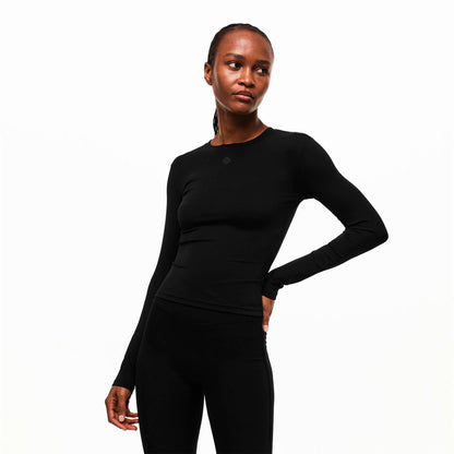 Black - Back - Couture Club Womens-Ladies Sculpting Long-Sleeved T-Shirt