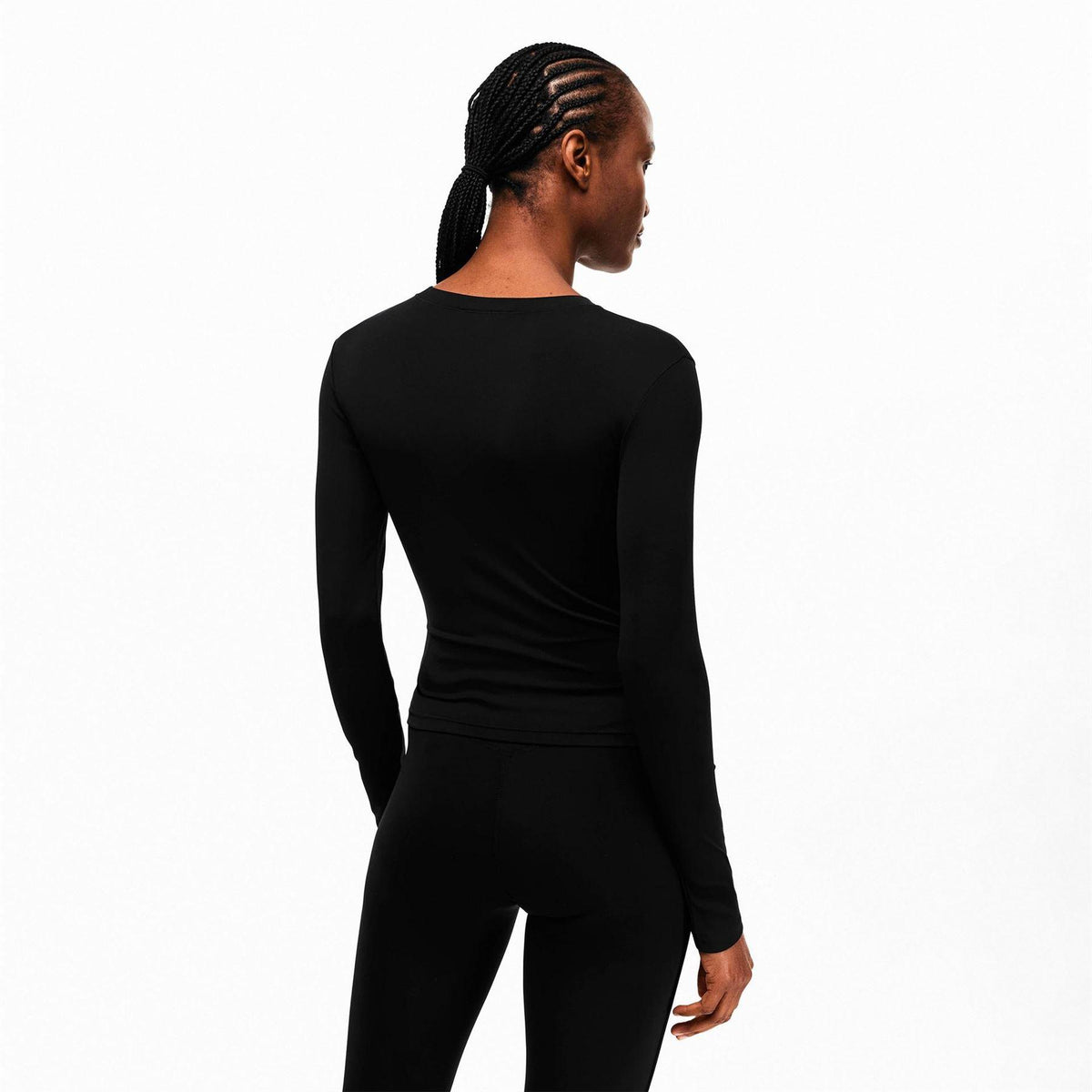 Black - Side - Couture Club Womens-Ladies Sculpting Long-Sleeved T-Shirt