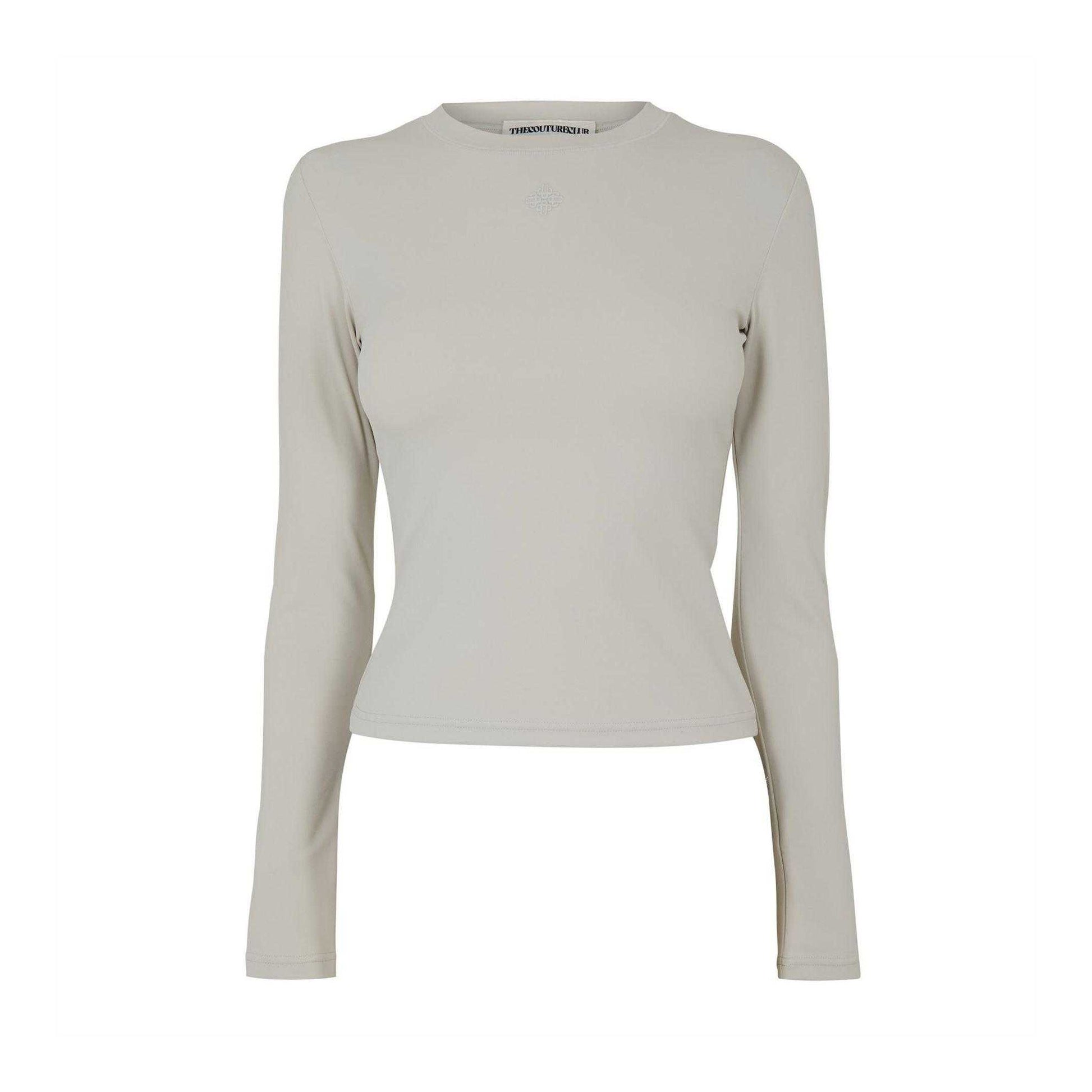 Bone - Front - Couture Club Womens-Ladies Sculpting Long-Sleeved T-Shirt