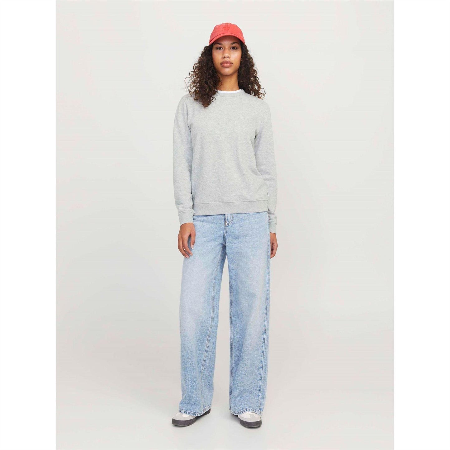 Light Grey Melange - Side - JJXX Womens-Ladies Madi Crew Neck Sweatshirt