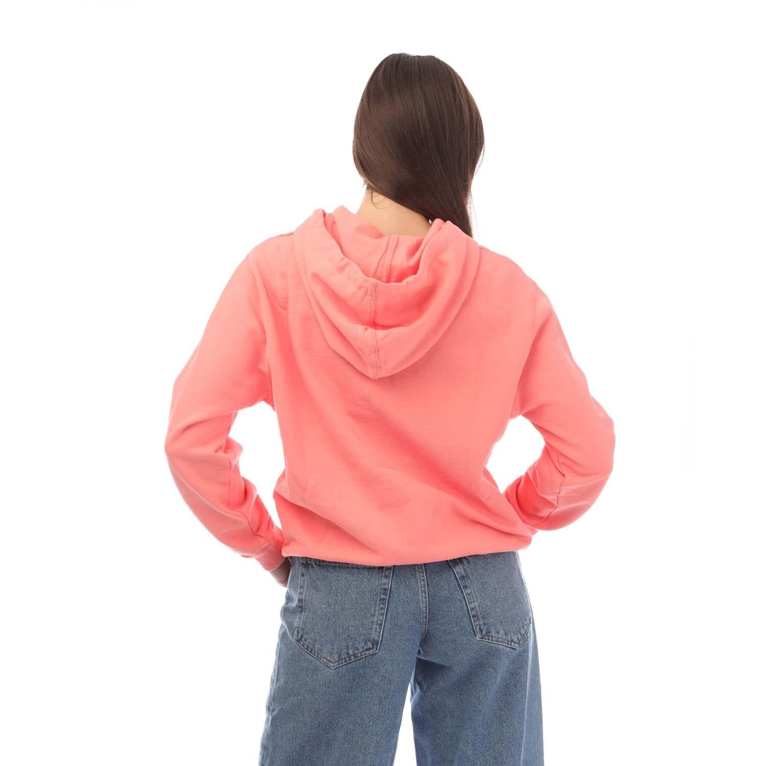 Pink - Back - Off White Womens-Ladies Pocket Hoodie