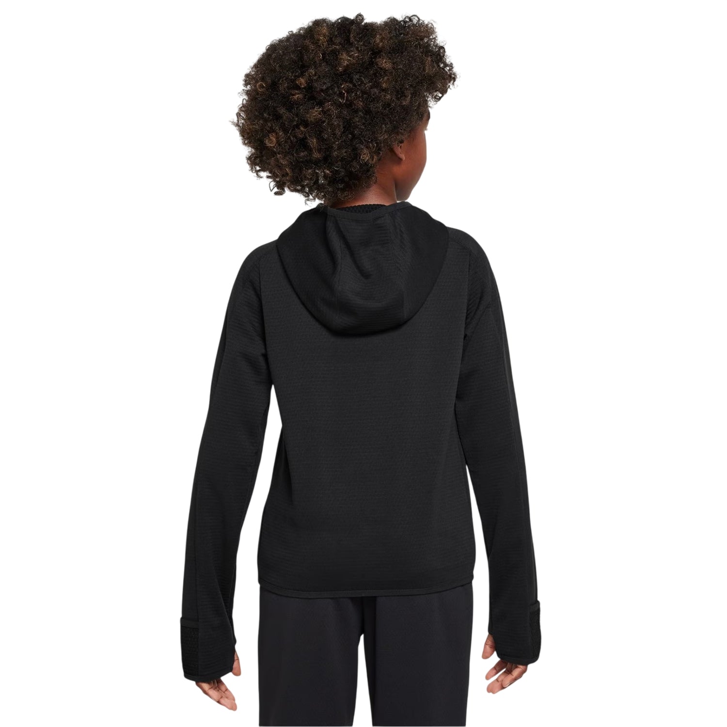 Black - Back - Nike Childrens-Kids Zip Neck Regular Raglan Hoodie