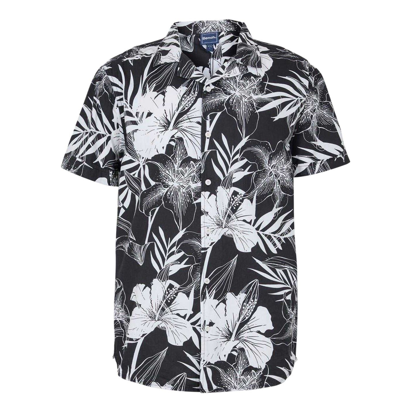 Black - Front - Bench Mens Hibiscus Shirt