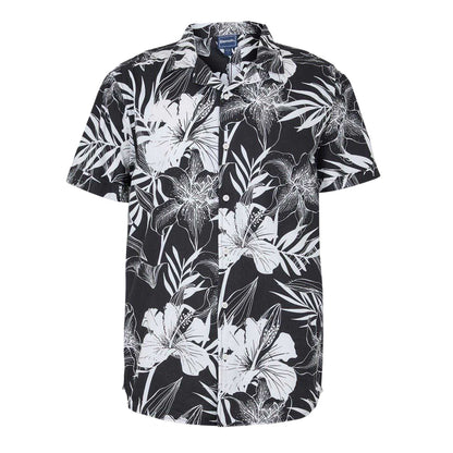 Black - Front - Bench Mens Hibiscus Shirt