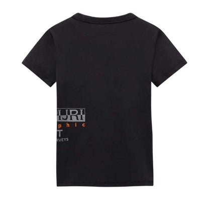 Black - Back - Napapijri Childrens-Kids Eiger Crew Neck Regular T-Shirt