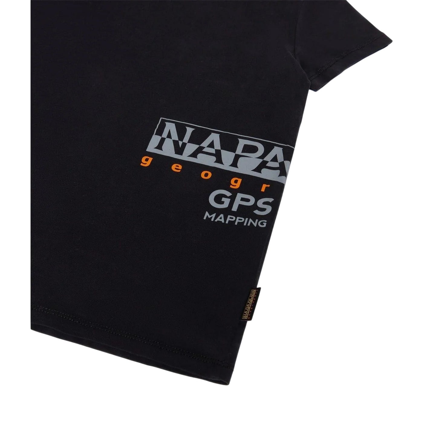 Black - Side - Napapijri Childrens-Kids Eiger Crew Neck Regular T-Shirt