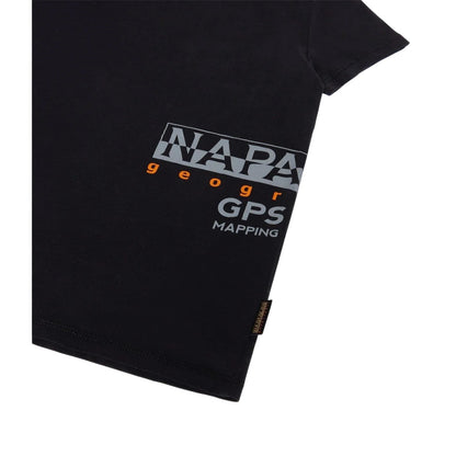 Black - Side - Napapijri Childrens-Kids Eiger Crew Neck Regular T-Shirt