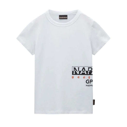 White - Front - Napapijri Childrens-Kids Eiger Crew Neck Regular T-Shirt