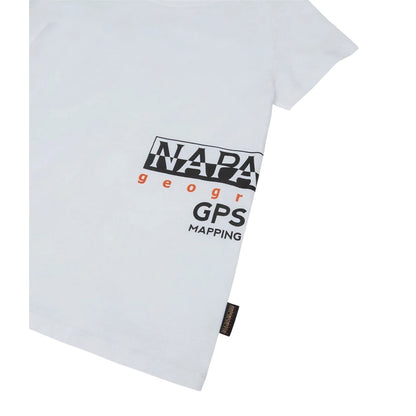 White - Side - Napapijri Childrens-Kids Eiger Crew Neck Regular T-Shirt