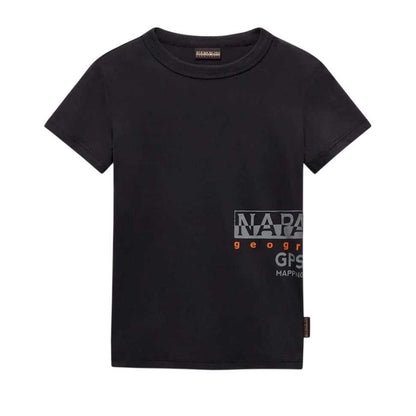 Black - Front - Napapijri Childrens-Kids Eiger Crew Neck Regular T-Shirt