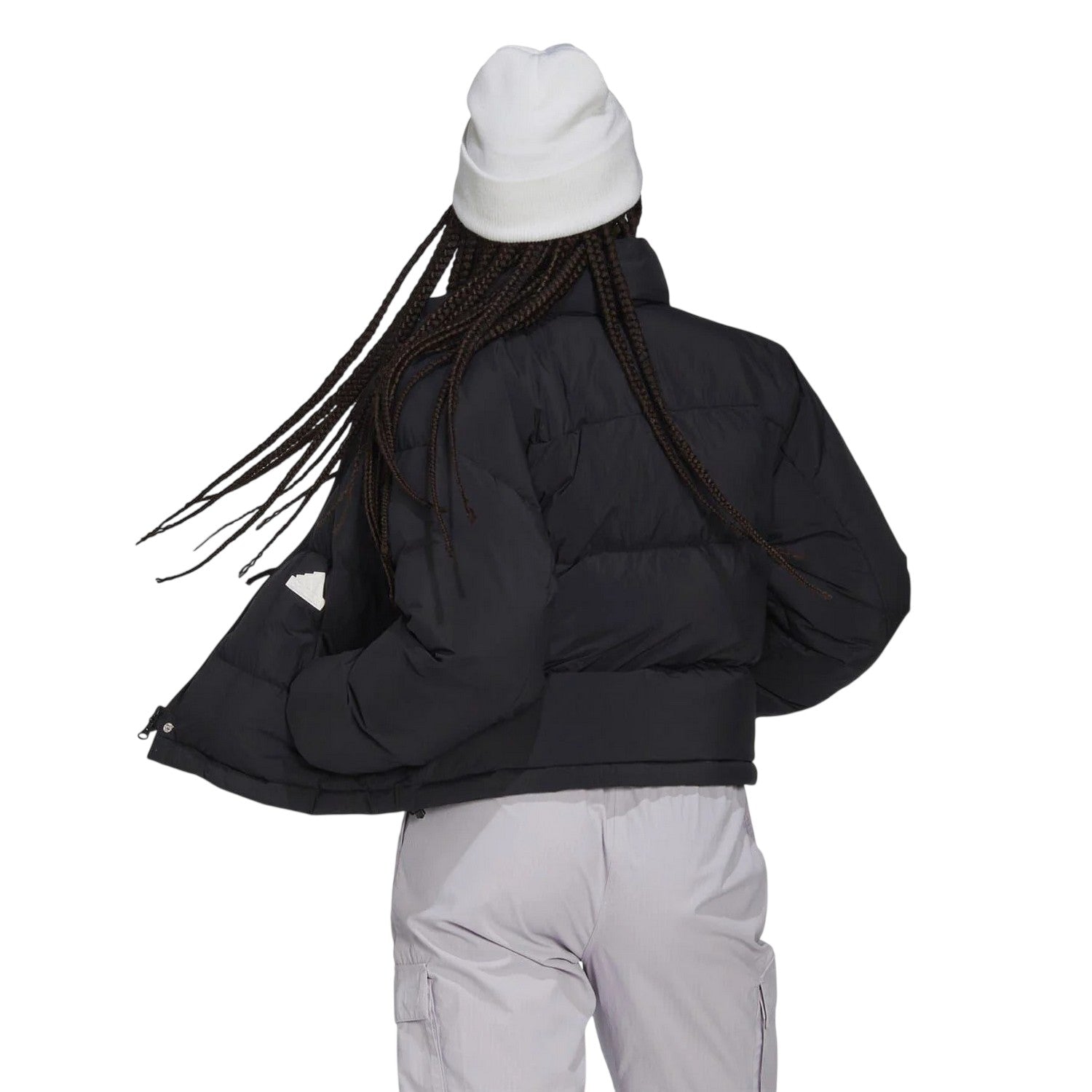 Black - Back - Adidas Womens-Ladies High-Neck Relaxed Fit Puffer Jacket