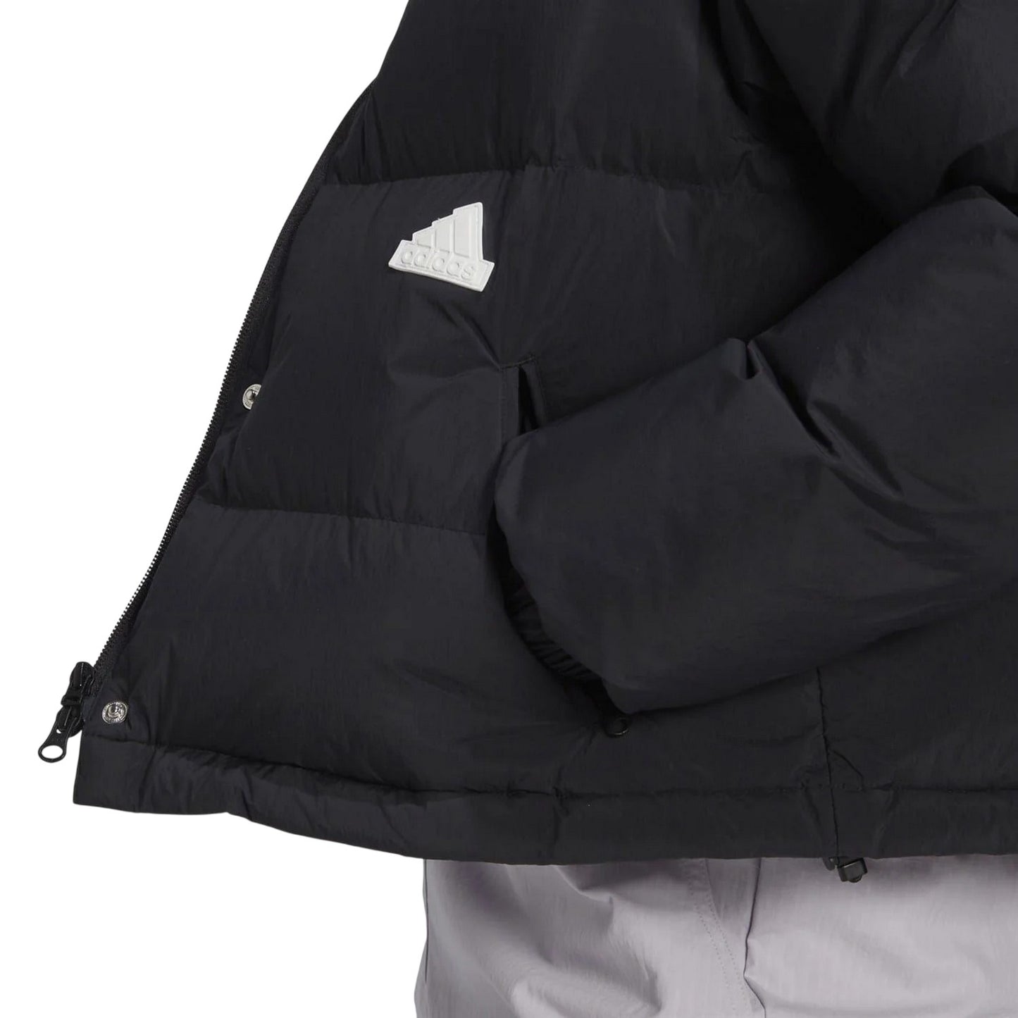Black - Side - Adidas Womens-Ladies High-Neck Relaxed Fit Puffer Jacket