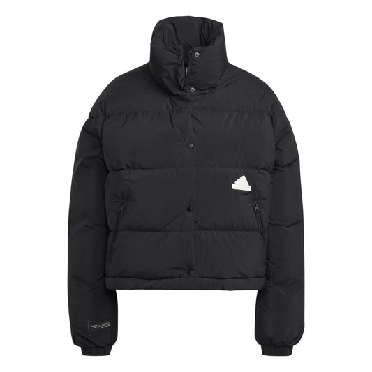 Black - Front - Adidas Womens-Ladies High-Neck Relaxed Fit Puffer Jacket