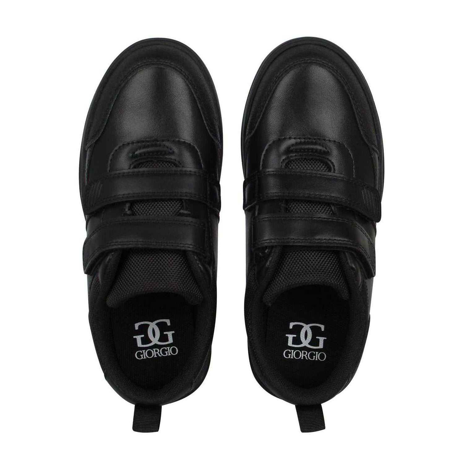 Black - Pack Shot - Giorgio Childrens-Kids Logo Hook and Loop Trainers