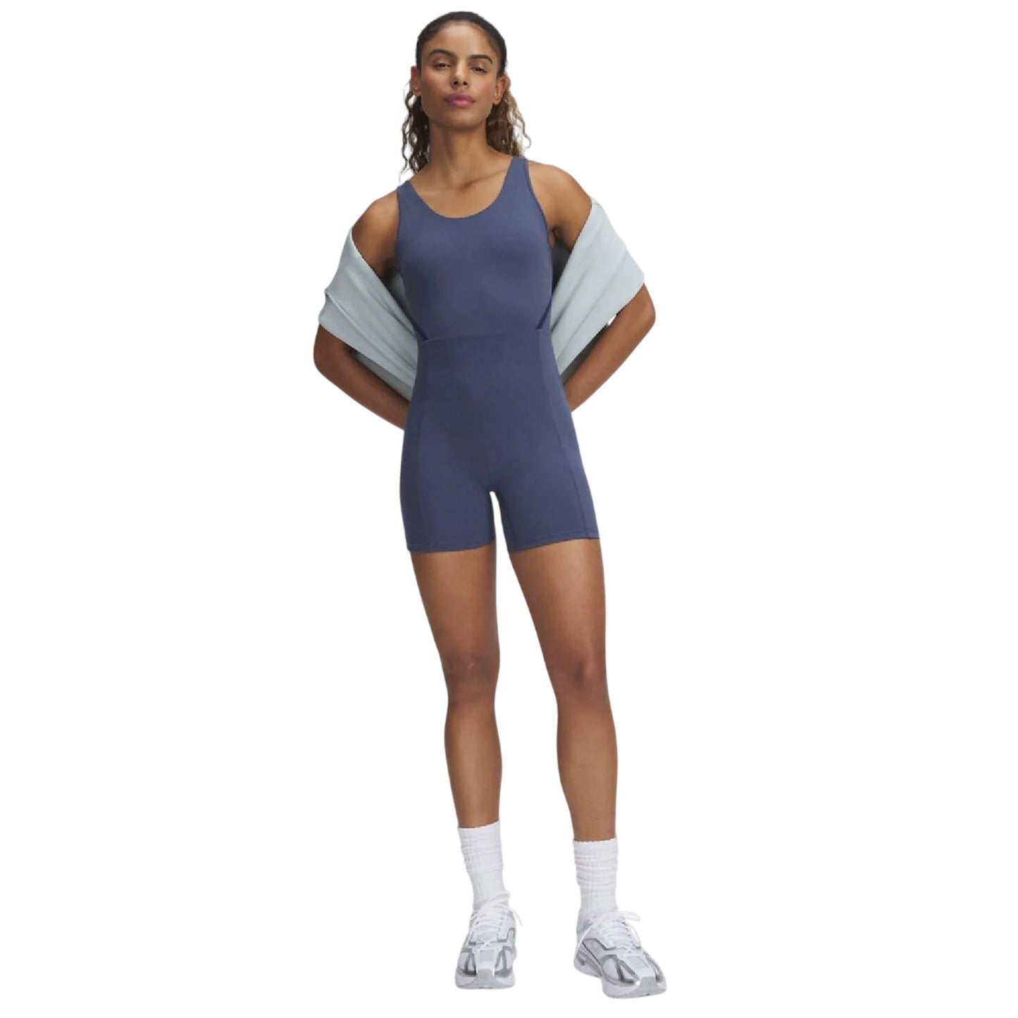 Grey - Side - Under Armour Womens-Ladies Fitted Sleeveless Bodysuit
