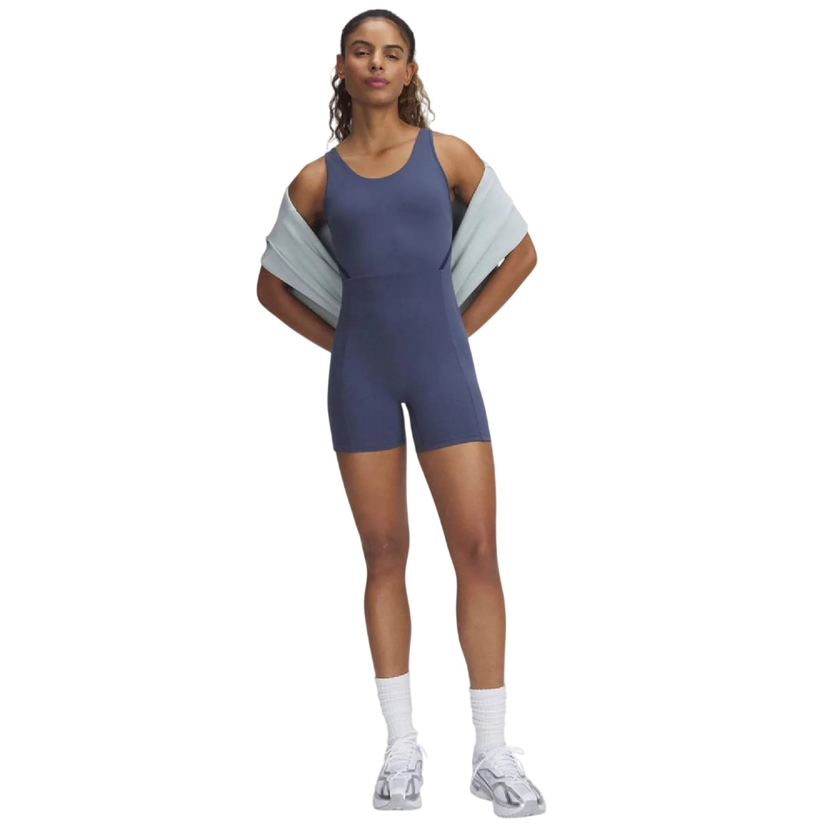 Grey - Side - Under Armour Womens-Ladies Fitted Sleeveless Bodysuit