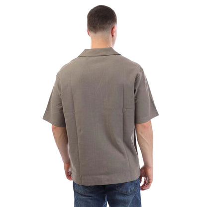 Beige - Back - Boss Mens Logo Knitted Shirt